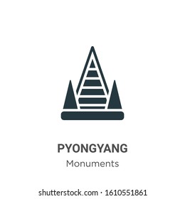 Pyongyang glyph icon vector on white background. Flat vector pyongyang icon symbol sign from modern monuments collection for mobile concept and web apps design.