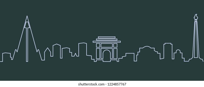 Pyongyang Single Line Skyline