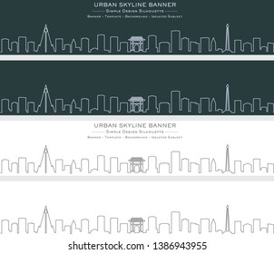 Pyongyang Single Line Skyline Banner