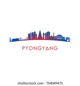 Pyongyang skyline silhouette. Vector design on white background.