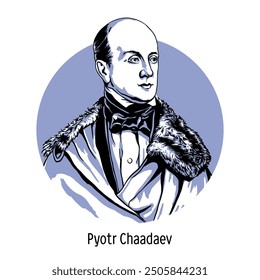 Pyotr Chaadaev is a Russian philosopher and publicist. Hand drawn vector illustration