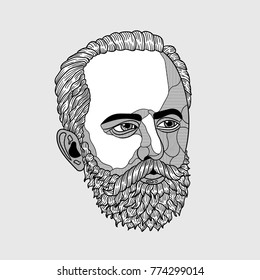 Pyotr Ilyich Tchaikovsky. Vector illustration hand drawn.