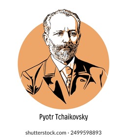 Pyotr Tchaikovsky was a Russian composer, teacher, conductor and music critic. Hand drawn vector illustration