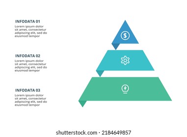 Pyramid  with 3 elements, infographic template for web, business, presentations, vector illustration. Business data visualization.