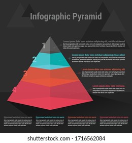 Pyramid 3D info chart graphic for business design. Reports, step presentations with description. - Vector EPS