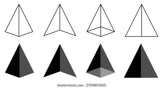 Conjunto de ícones infográficos da pirâmide 3d. Ilustração vetorial.