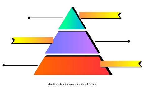 Pyramid 3d schematic chart with lines and title bookmarks for presentation and graphical data