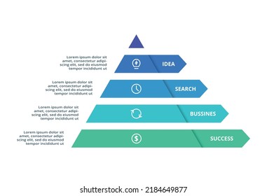 Pyramid  with 4 elements, infographic template for web, business, presentations, vector illustration. Business data visualization.