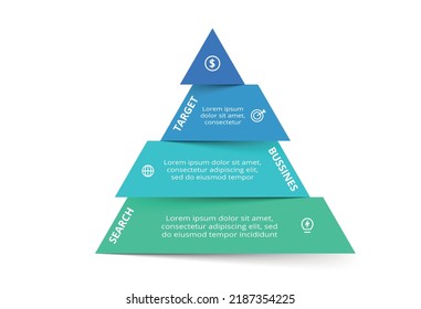 Pyramid with 4 elements, infographic template for web, business, presentations, vector illustration. Business data visualization.