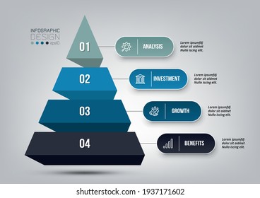 Pyramid 4 Step Process Work Flow Infographic Template.