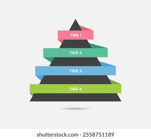 Pyramid with 4 tier infographic template illustration