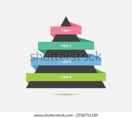 Pyramid with 4 tier infographic template illustration