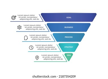 Pyramid with 5 elements, infographic template for web, business, presentations, vector illustration. Business data visualization.