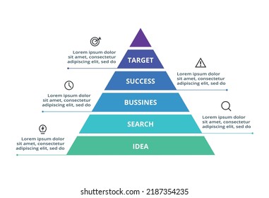 Pyramid with 5 elements, infographic template for web, business, presentations, vector illustration. Business data visualization.