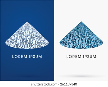 Pyramid, Abstract  Triangle Shape, designed using blue and white line wave water, geometric shape ,logo, symbol, icon, graphic, vector.