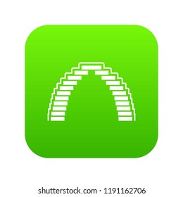 Pyramid arch icon green vector isolated on white background