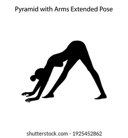 Pirámide con brazos extendidos posando silueta de entrenamiento de yoga sobre el fondo blanco. Ilustración del vector