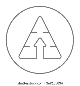 Pyramid with arrow up line icon.