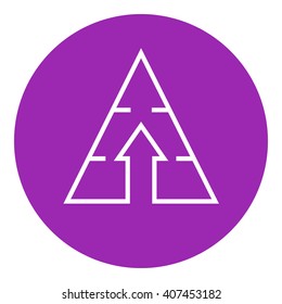 Pyramid with arrow up line icon.