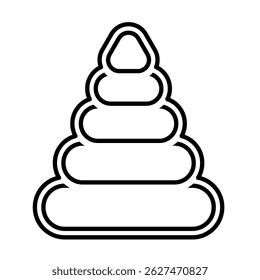 Pyramid black outline isolated icon for infographics in flat style. Vector sign for online shopping and sales design. Cute toy for development, home, kindergarten