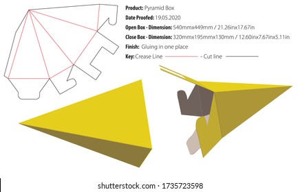 Pyramid Box packaging design template gluing die cut - vector
