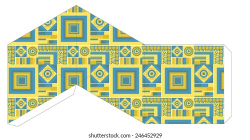 Pyramid box template with geometric pattern