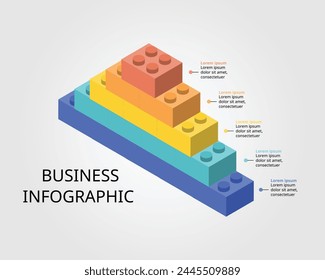 pyramid brick chart template for infographic for presentation for 5 element