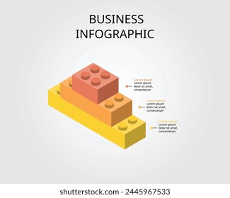 Pyramidenziegeldiagramm-Vorlage für Infografik zur Präsentation für 3 Elemente