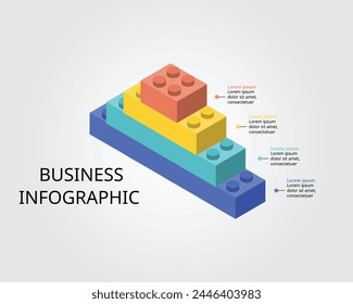 pyramid brick chart template for infographic for presentation for 4 element