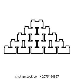 Pyramid of bricks contour outline icon black color vector illustration flat style simple image