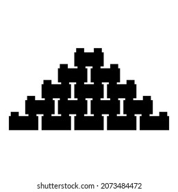 Pyramid of bricks icon black color vector illustration flat style simple image
