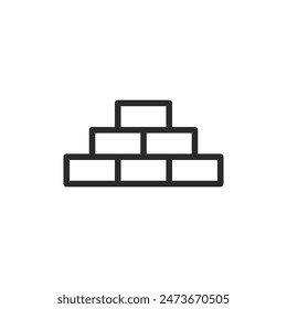 Pyramid of bricks, linear style icon. Editable stroke width