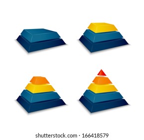 Pyramid building progress concept vector illustration