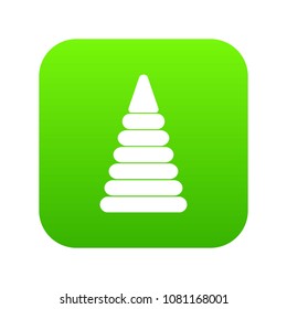 Pyramid built from plastic rings icon digital green for any design isolated on white vector illustration