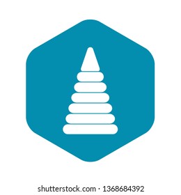 Pyramid built from plastic rings icon. Simple illustration of pyramid built from plastic rings vector icon for web