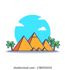 Pyramid Cartoon Vector Icon Illustration. Famous Building Traveling Icon Concept Isolated Premium Vector. Flat Cartoon Style