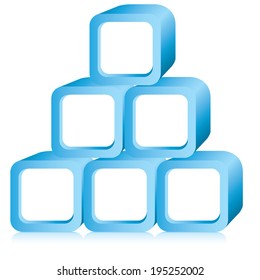 pyramid chart, blue cube pyramid 