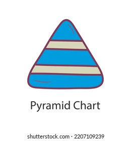 Ilustración de diseño de iconos de esquema rellenado de gráfico de pirámide. Símbolo de datos sobre el archivo EPS 10 de fondo blanco