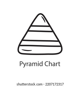 Ilustración de diseño de iconos de esquema rellenado de gráfico de pirámide. Símbolo de datos sobre el archivo EPS 10 de fondo blanco