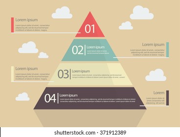 Pyramid Chart Flat Style Infographic. Vector Illustration