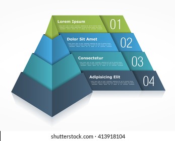 Pyramid chart with four elements, pyramid infographics template, 3d pyramid, vector eps10 illustration