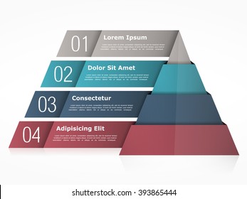 Pyramid chart with four elements, vector eps10 illustration