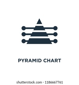 Pyramid chart icon. Black filled vector illustration. Pyramid chart symbol on white background. Can be used in web and mobile.