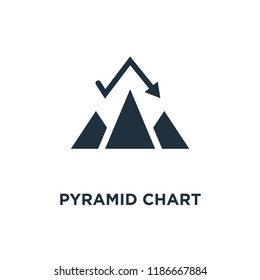 Pyramid chart icon. Black filled vector illustration. Pyramid chart symbol on white background. Can be used in web and mobile.