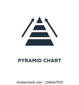 Pyramid chart icon. Black filled vector illustration. Pyramid chart symbol on white background. Can be used in web and mobile.
