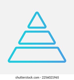 Icono de gráfico pirámide en estilo gradiente, uso para presentación de aplicaciones móviles del sitio web