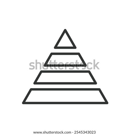 Pyramid chart, icon in line design. Pyramid, chart, hierarchy, levels, structure, data, layers on white background vector. Pyramid chart editable stroke icon