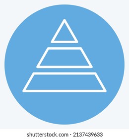 Pyramid Chart Icon in trendy blue eyes style isolated on soft blue background