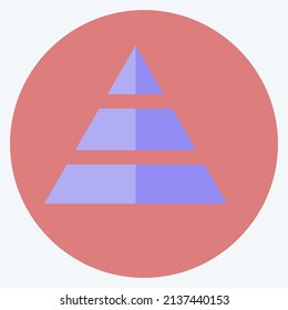 Pyramid Chart Icon in trendy flat style isolated on soft blue background