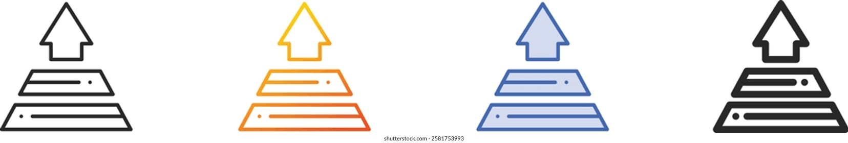 pyramid chart icon.Thin Linear, Gradient, Blue Stroke and bold Style Design Isolated On White Background
